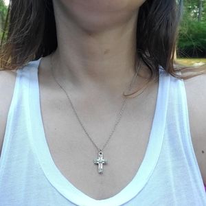 New Dainty Handmade Silver Cross Necklace